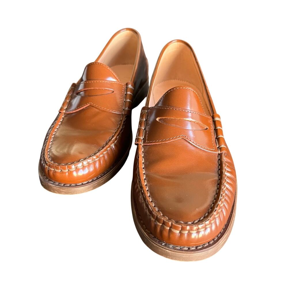 J.Crew Winona Penny Loafers Women’s 8 Spazzolato Leather Cognac Rich Caramel - Picture 3 of 6
